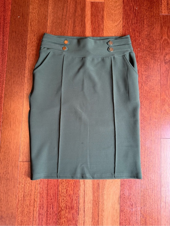 Harper Dresses & Skirts - Harper Olive Green Pencil Skirt with Button-Waist Detail